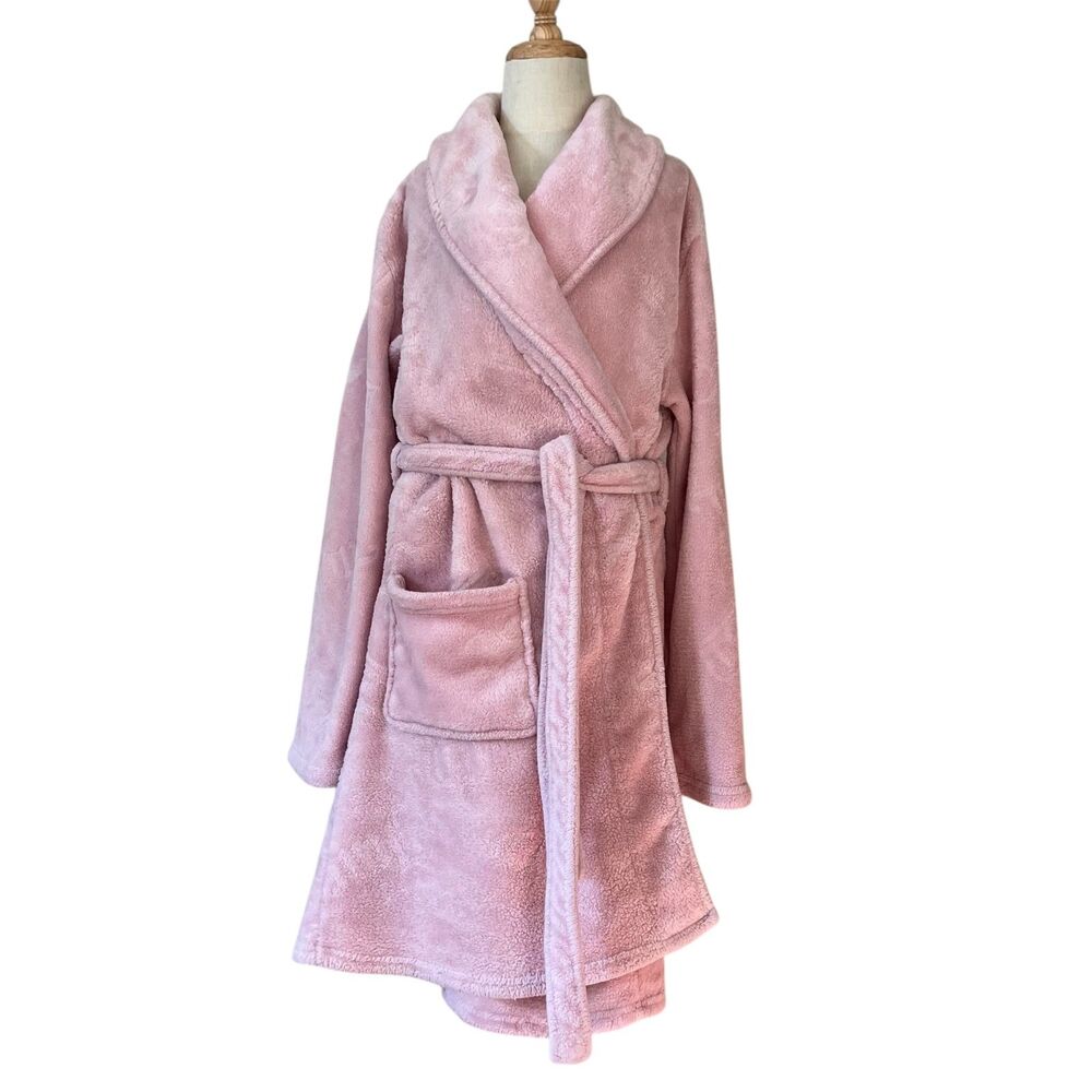 Juicy Couture Girls Logo Embossed LS Plush Pink Terry Robe Child small/medium